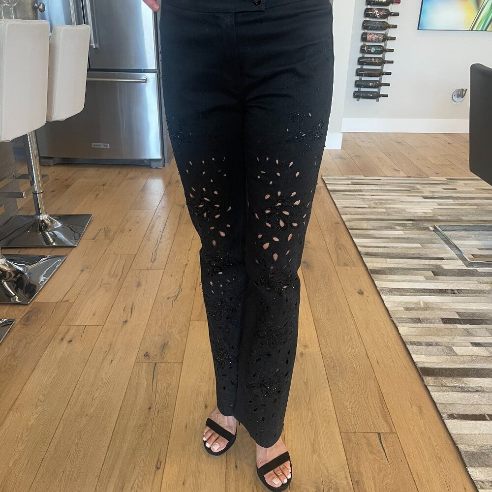 Black sequin cut out pants